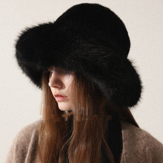 Womens Oversized Furry Fisherman Hat For Fall And Winter In Mongolian Style - TALIANA STORE
