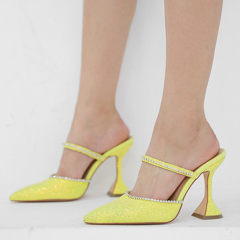 Pointed Slippers High Heel Baotou Sandals And Slippers Women