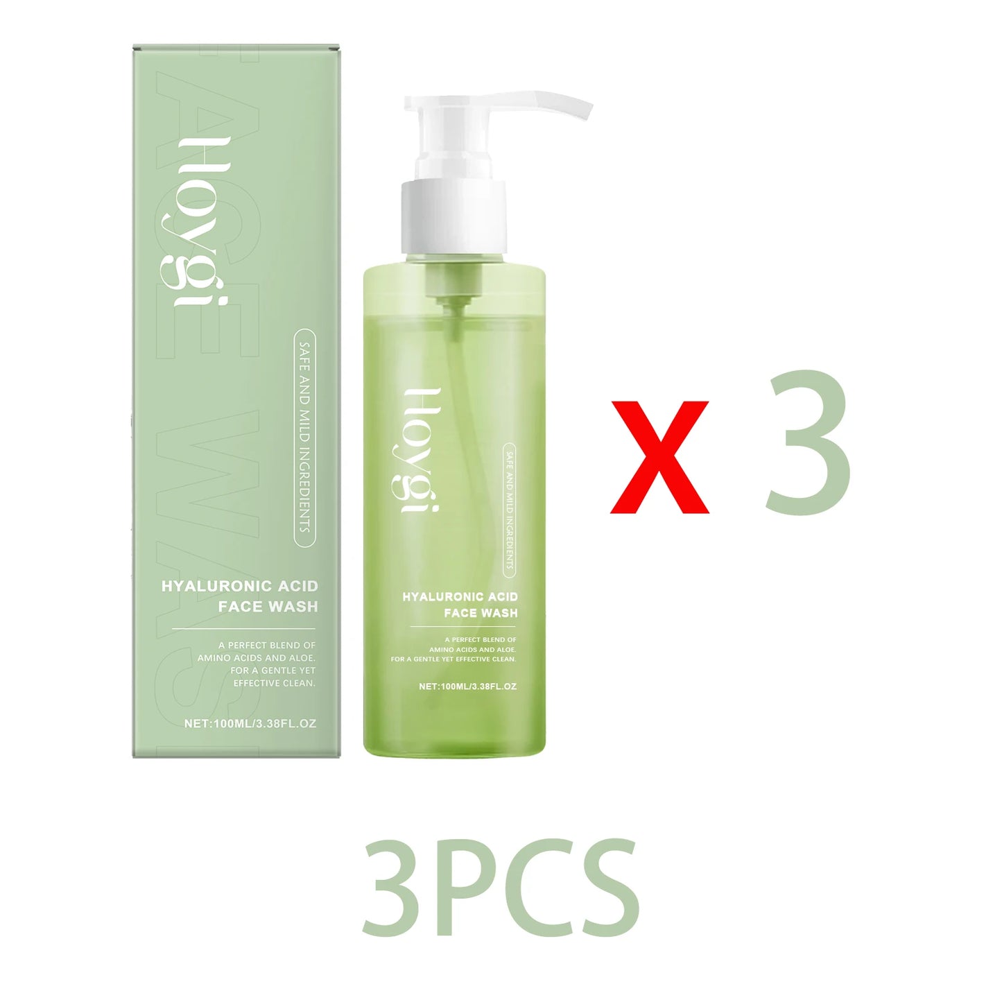 Hoygi Hyaluronic Acid Face Cleanser Gel Deep Pore Cleansing Moisturizing Non Drying Makeup Remover for Sensitive Skin 100ml
