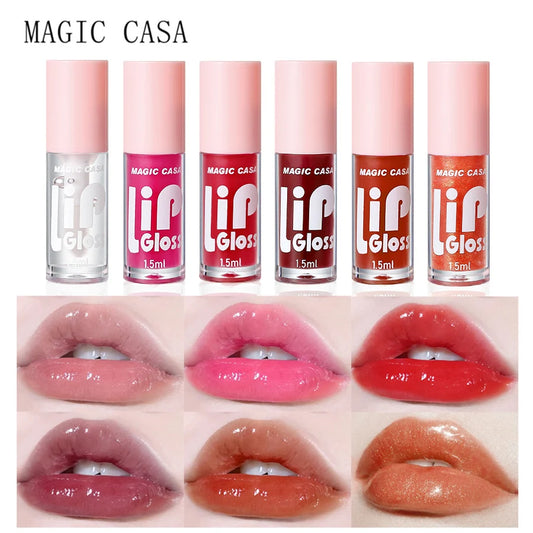 MAGIC CASA 6pcs/set Small bottle Hydrating Jelly Lip Oil long-lasting Moisturizing smooth shimmering Lip Hydrating Liquid