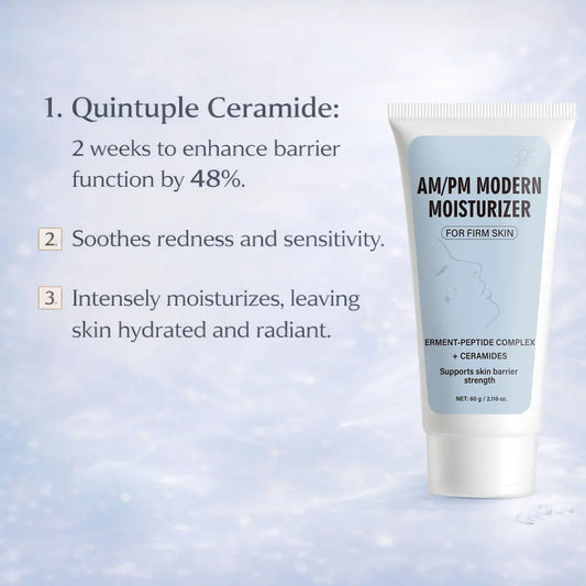 AM/PM Modern Moisturizer Hydrating Face Cream with Peptides, Ceramides for Dry, Sensitive, Combination Skin, Non-Greasy,60g