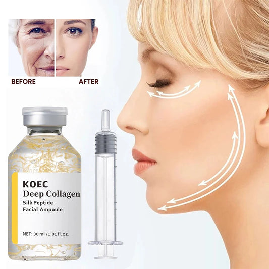 Silk Peptide Collagen Ampoule Intensive Lifting Firming Serum Skin Tightening Hydration Reduce Fine Lines Face Essence Skincare