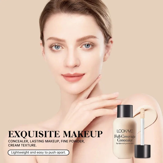Small bottle moisturizing concealer, brightens skin tone, full coverage, highly colored, matte finish, non-irritating, creamy an