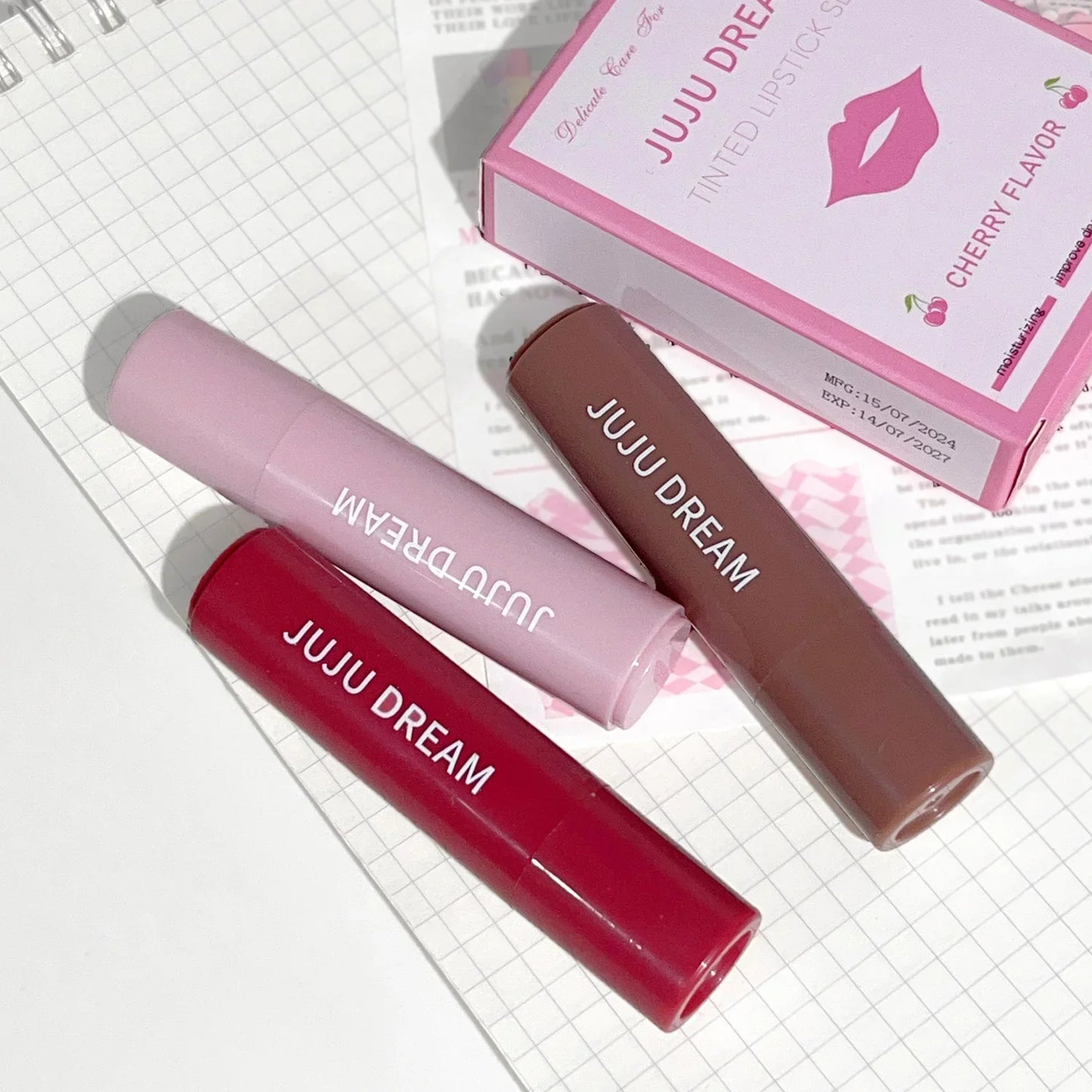 3 piece set Moisturizing, Hydrating, Lightening lip lines, Color rendering, Long-lasting makeup, Nourishing lip set