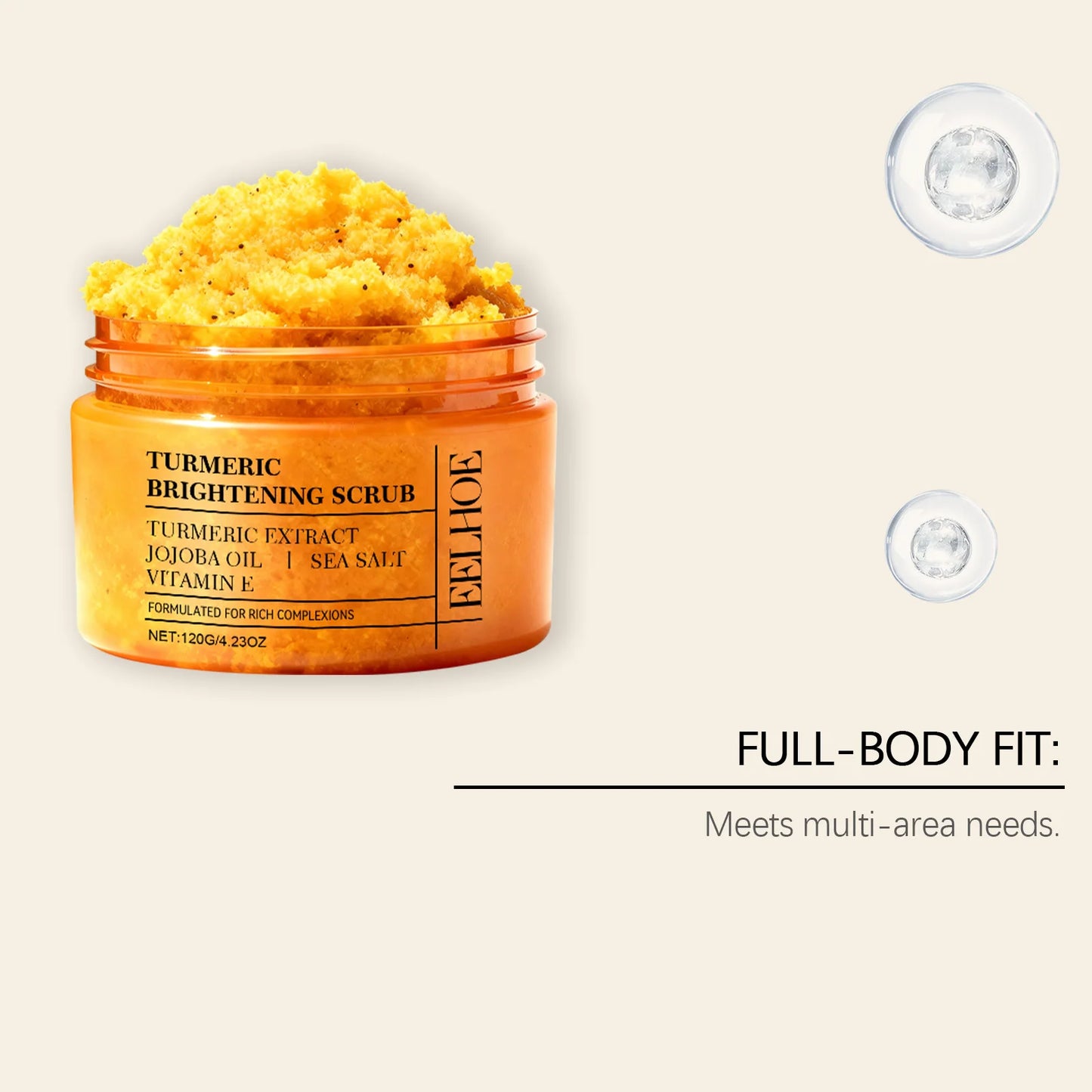 Turmeric Scrub - Gently cleanses body skin, leaving it hydrated, soft, smooth, and refreshed. Care scrub.