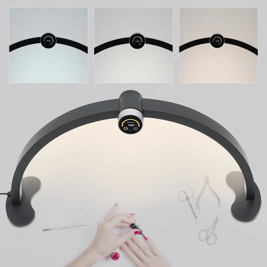 Desktop Curved Nail Tattoo Light - Small Black Adjustable Lighting LED Light Display Screen For Nail Art Facial Spas Skincare