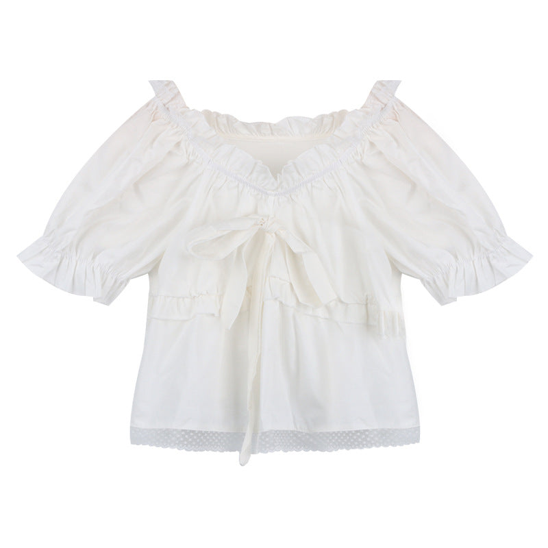 French Short Puff Sleeve Navel Sweet And Spicy Short