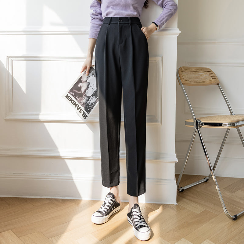 Nine Point Suit Pants Women"s Spring And Summer New High Waist Slim Loose Straight Pants Versatile Casual Harlan Pipe Pants