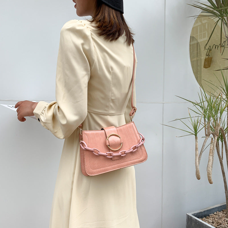 Versatile One Shoulder Bag Cross Mesh Red Underarm Bag