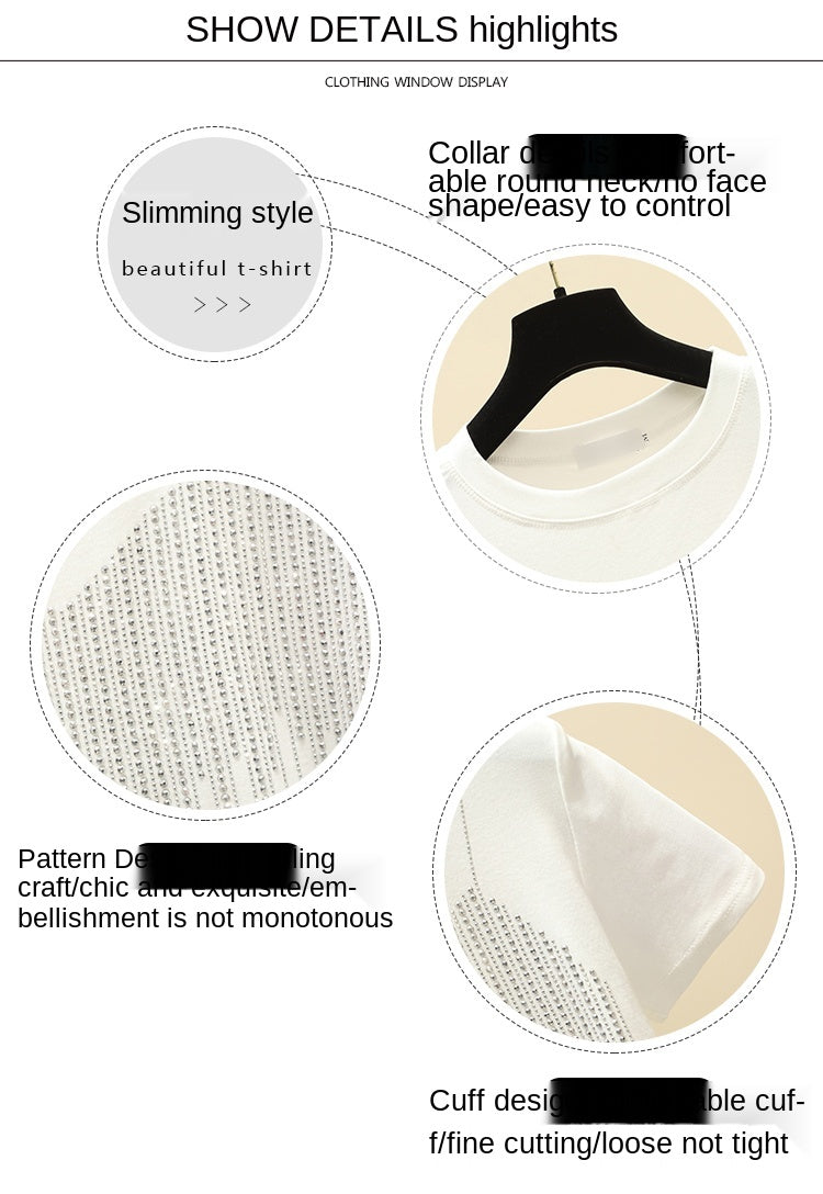 Chic Short Hot Diamond Temperament Thin Niche Women's Short Sleeves