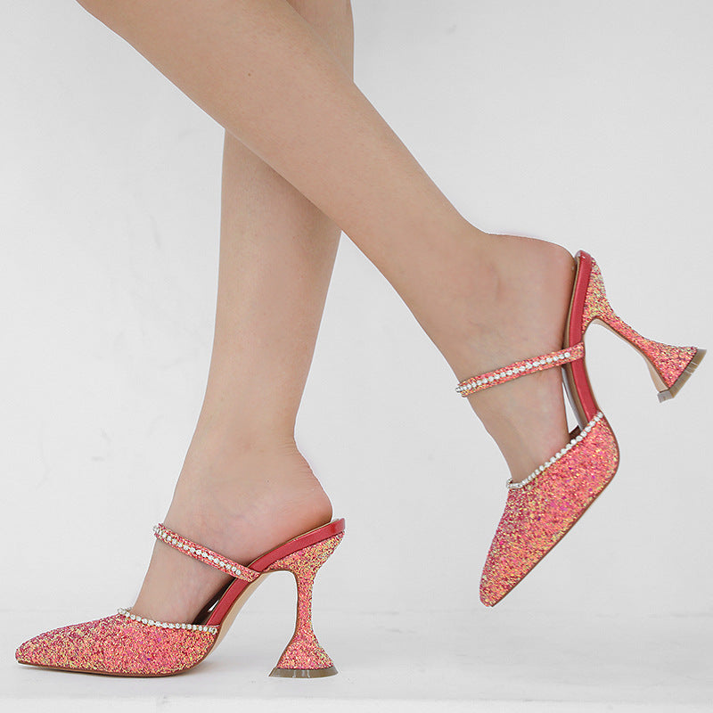 Pointed Slippers High Heel Baotou Sandals And Slippers Women