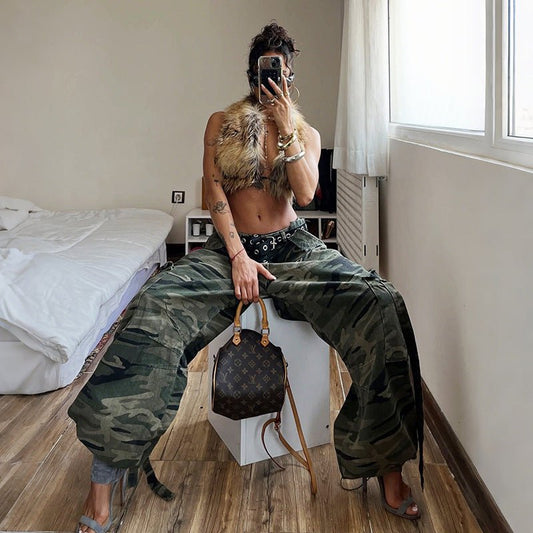 Womens Fashion Retro Street - style Cropped Backless Sleeveless Vest - TALIANA STORE