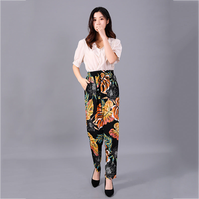 Ladies printed casual pants