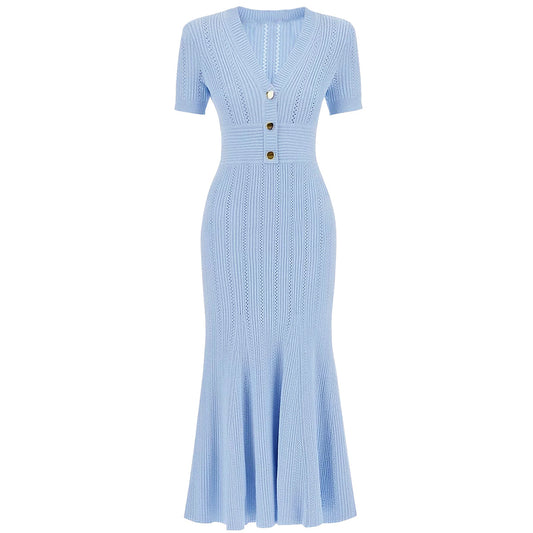 V-neck Knitted Versatile Slimming Mermaid Maxi Dress