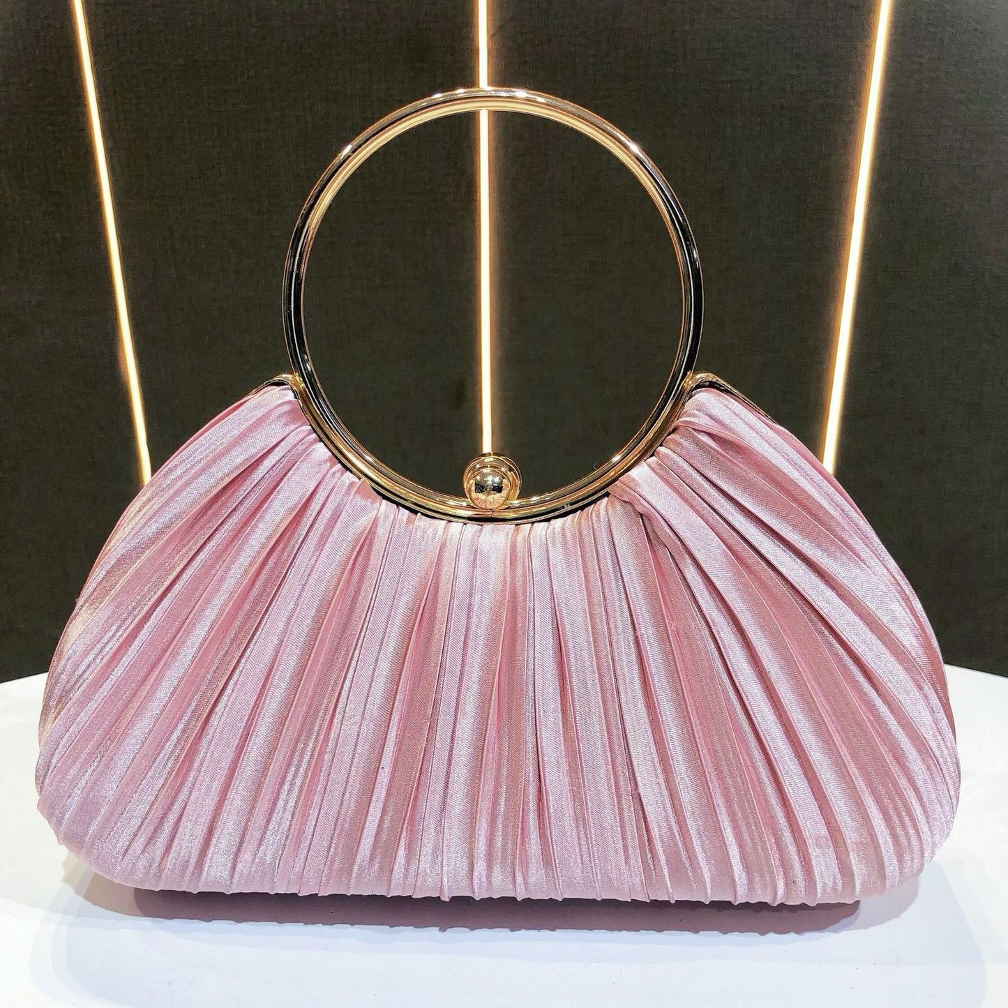 Satin Cheongsam Pleated Evening Clutch