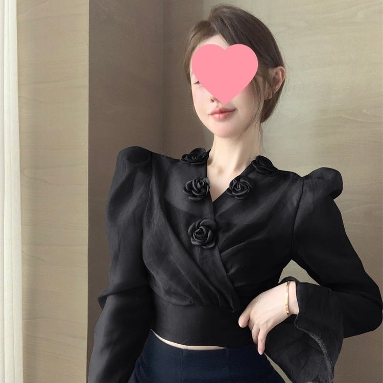 Womens Retro Elegant Designer - Style Top With Floral Detailing Lace - Up Waist For A Slimming Fit And Versatile Design - TALIANA STORE