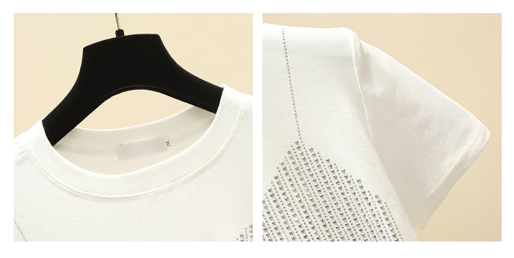 Chic Short Hot Diamond Temperament Thin Niche Women's Short Sleeves