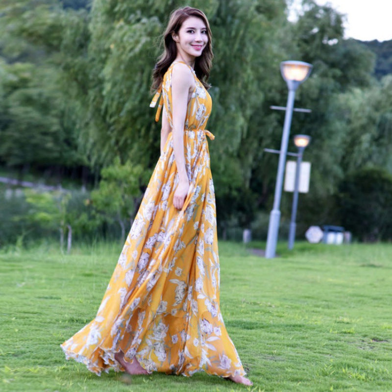 Suspender Boho Maxi Seaside Resort Beach Dress