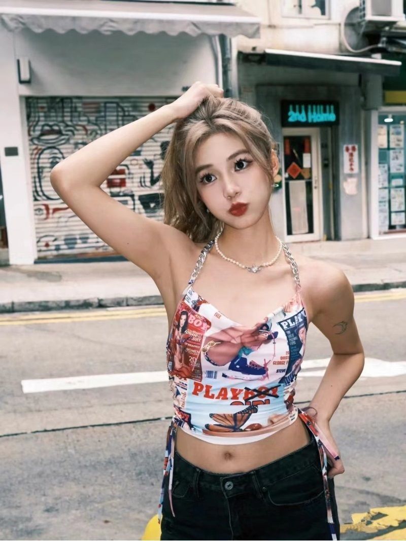 Womens Backless Form-fitting Halter Top