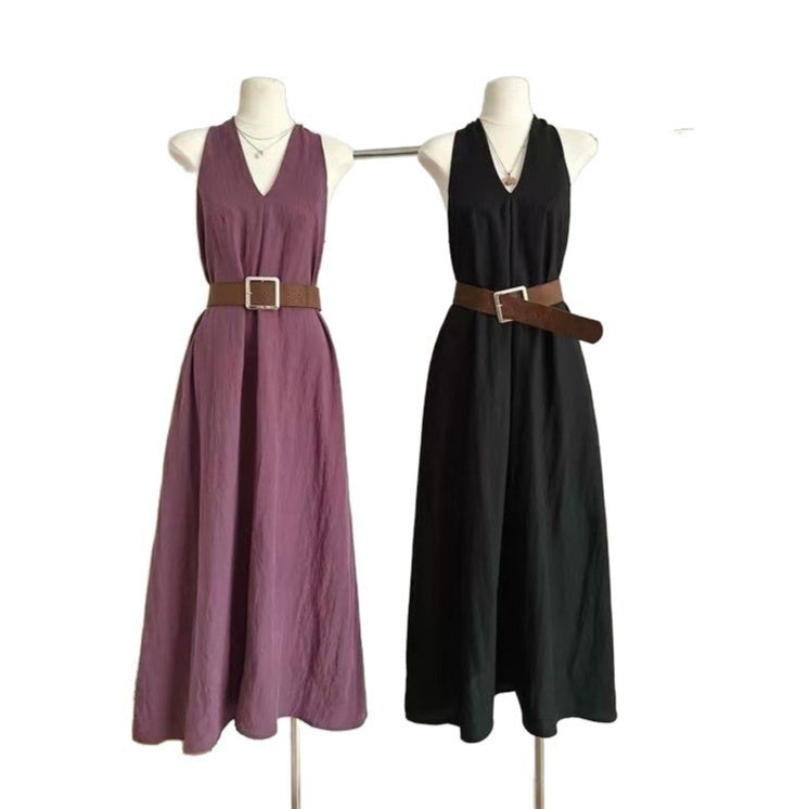 Elegant, High-end Tie-waist Casual Maxi Dress