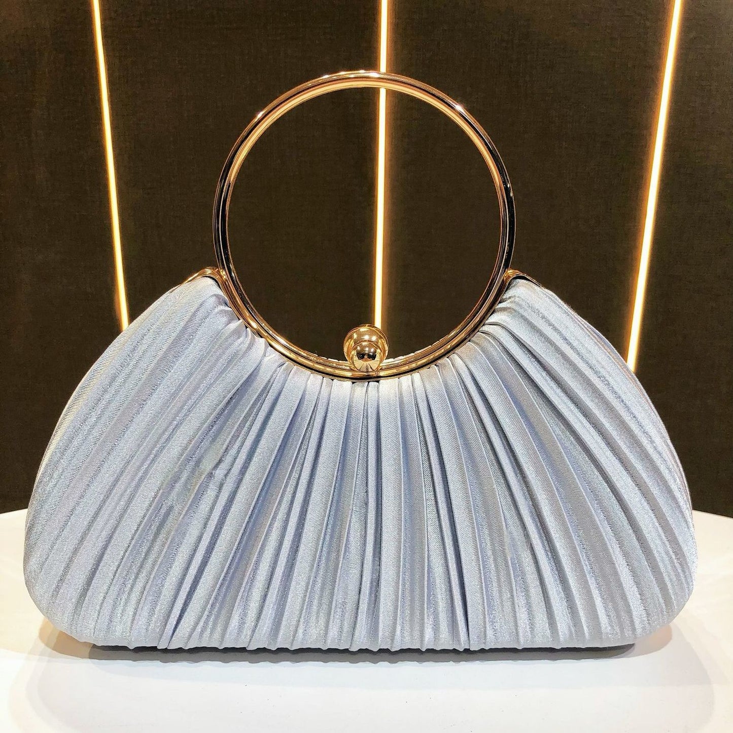 Satin Cheongsam Pleated Evening Clutch