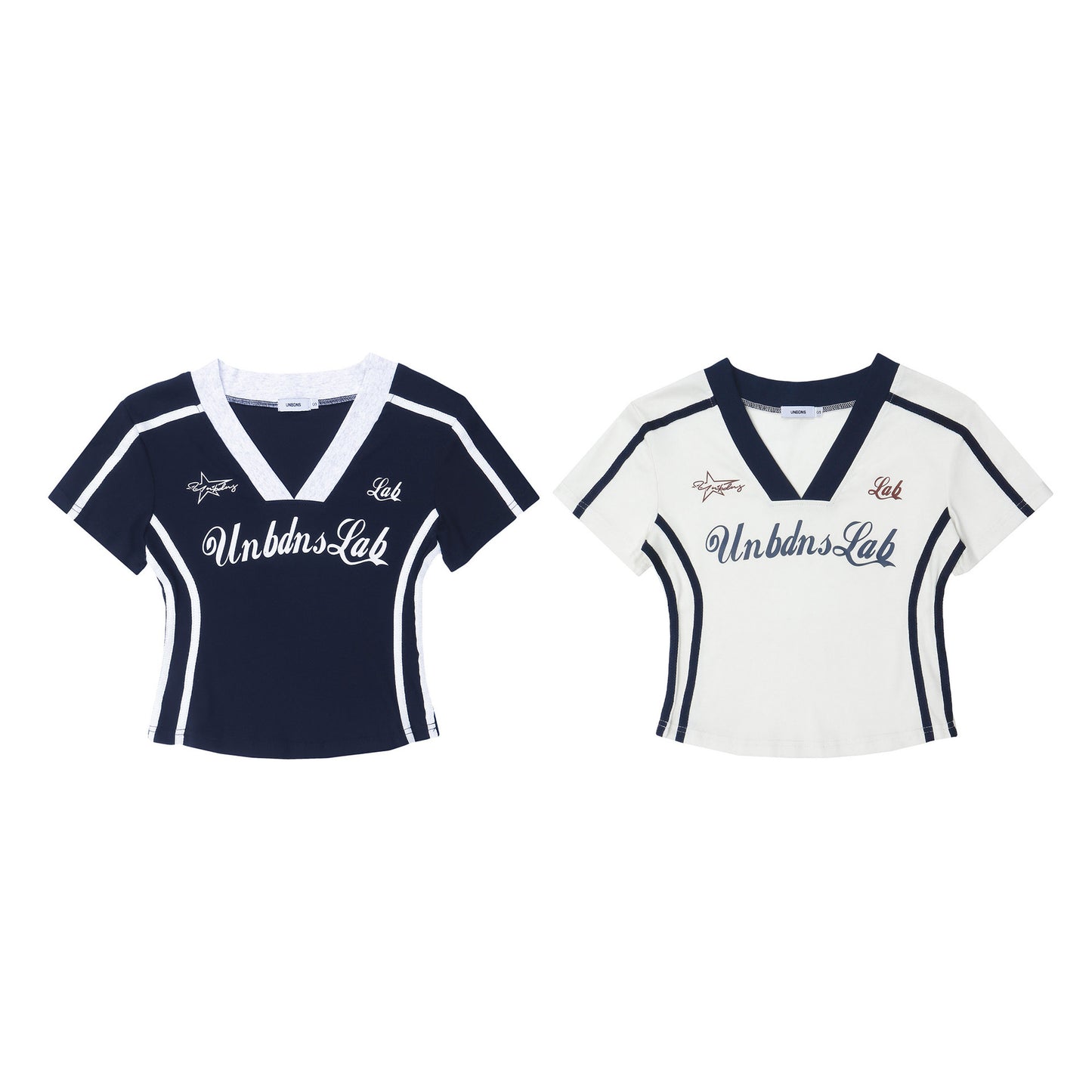 Color Blocking Short Niche Design V-neck Short Sleeves