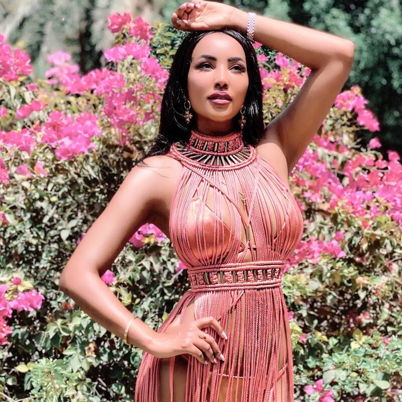 Womens Elegant Vintage Handwoven Tassel Maxi Dress