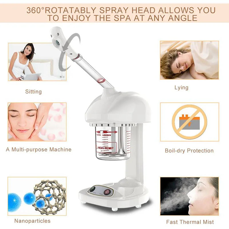 Spraying Machine Ionic Advanced Facial Steamer Ozone Steaming Skin Care for Salon Spa and Home to Face Moisturizing Cleaning