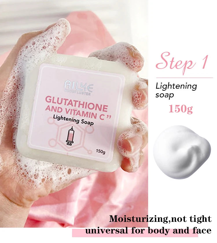 AILKE Whitening Skin Care Set For All Skin Types, Contain Glutathione, Vitamin C, Smooth Skin, Reduce Melanin And Pigmentation