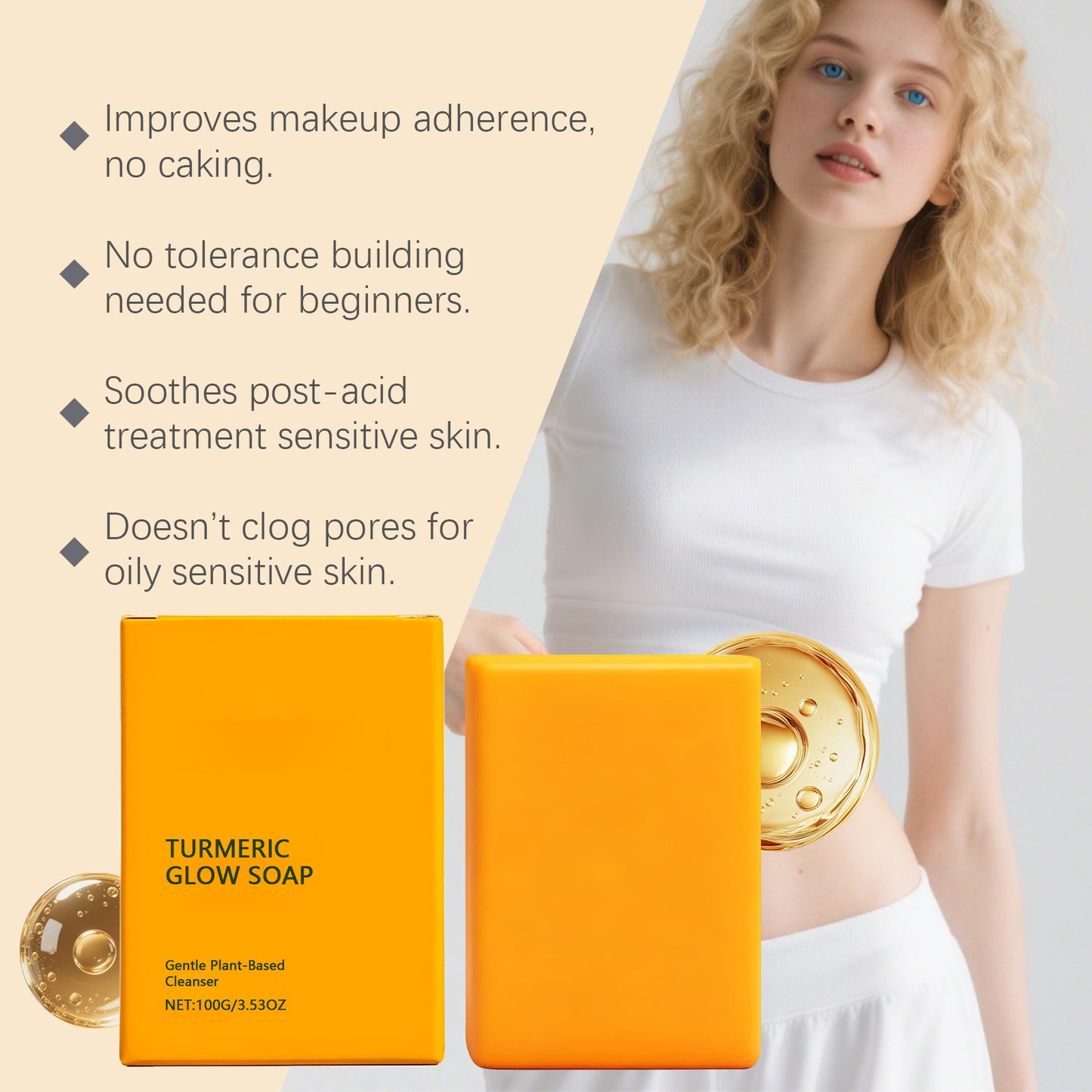 Turmeric Body Soap Exfoliating Gentle Cleansing Moisturizing Revitalizing Brightening Oil Control Remove Dirt Glowing Body Soap