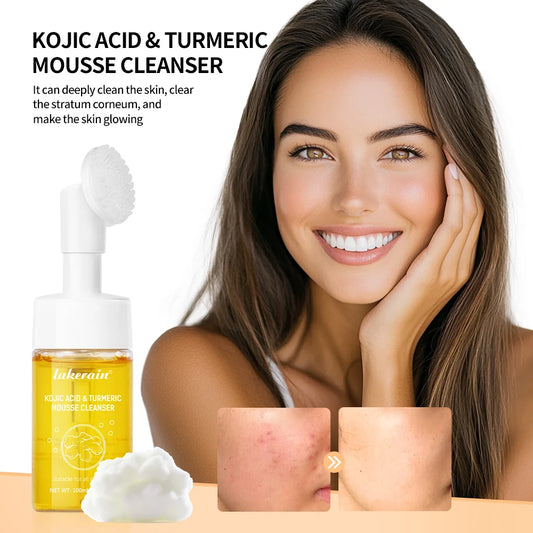 Turmeric Cleansing Mousse Exfoliating Gentle Pore Cleansing Foam Cleanser Oil Control Blackhead Remover Skin Cleansing Mousse
