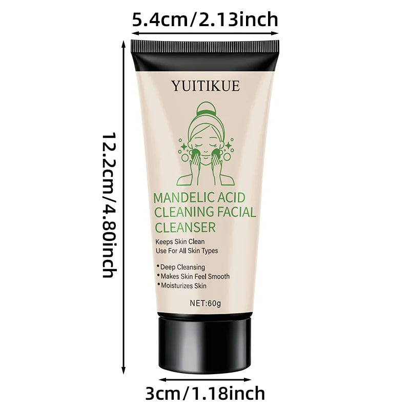 YUITIKUE Facial Cleanser 60g - Mandelic Acid Formula, Gentle Deep Cleansing, Moisturizes & Controls Oil