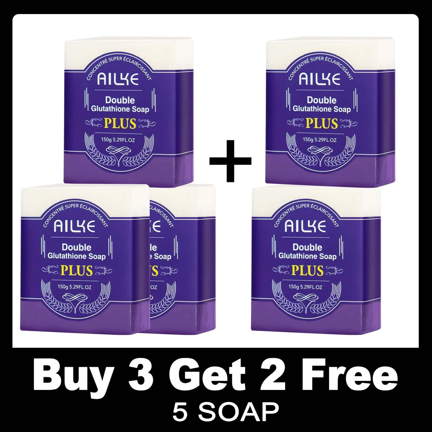AILKE Glutathione PLUS Whitening Skin Care Set, Advanced Lightening Lotion, Moisturizes, Softens, Brighten Kit for Men, Women
