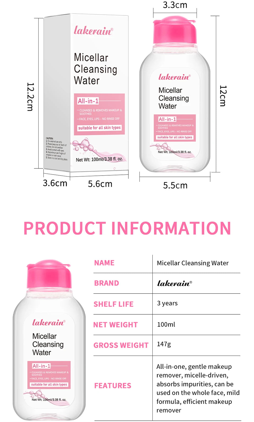 Mild Micellar Cleansing Makeup Remover Water Gentle Makeup Remover All In 1 Cleanser Rubbing Non-stimulating Korean Cosmetics
