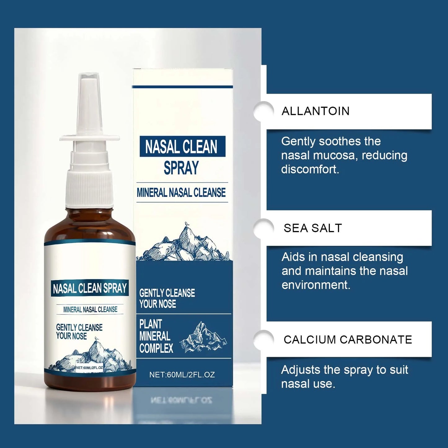 Gentle Nose Care Cleansing Spray Daily Nourishment & Cleansing，Non-Irritating Soothing Nasal Discomfort Fast-Acting Relief Spray