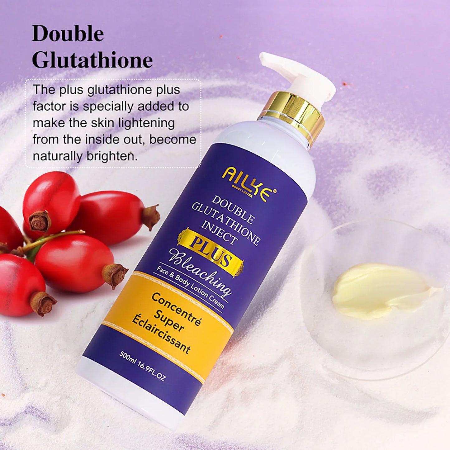 AILKE Glutathione PLUS Whitening Skin Care Set, Advanced Lightening Lotion, Moisturizes, Softens, Brighten Kit for Men, Women