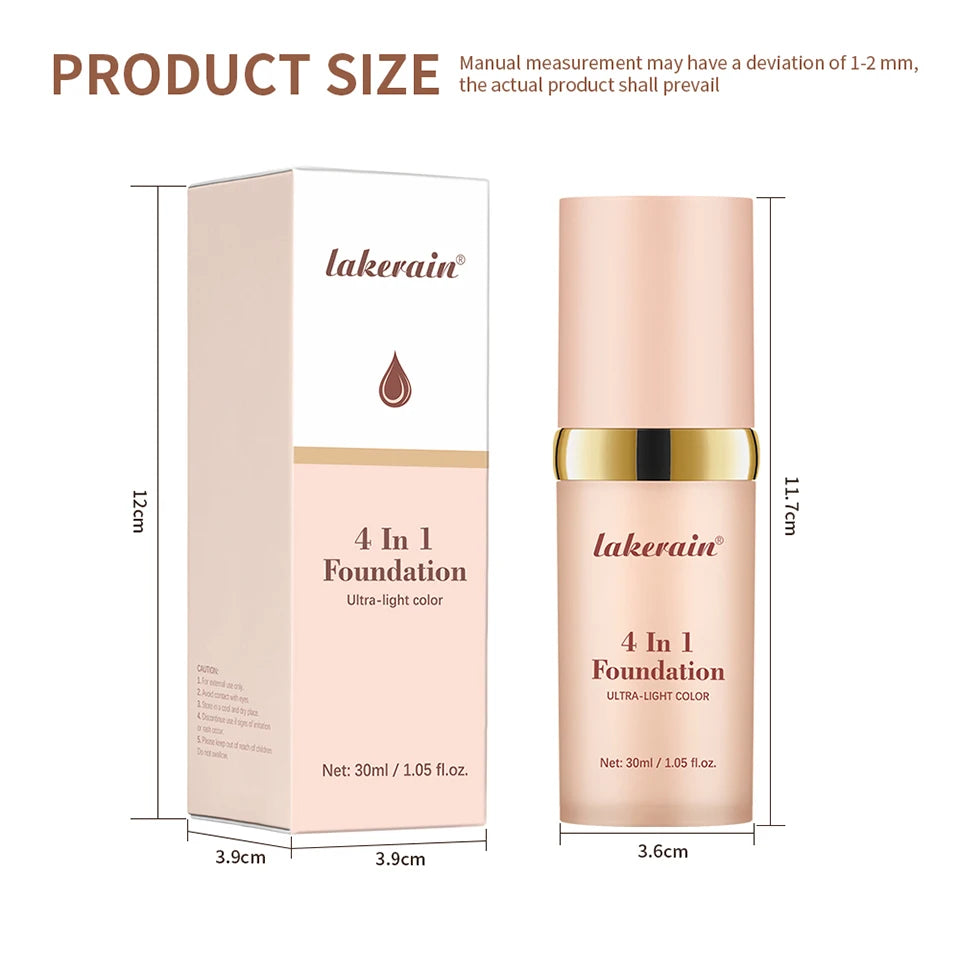 4 In 1 Color Changing Foundation Moisturizer Longwearing Waterproof Concealer Even Skin Toning Sunscreen Spf 30 Whitening Makeup