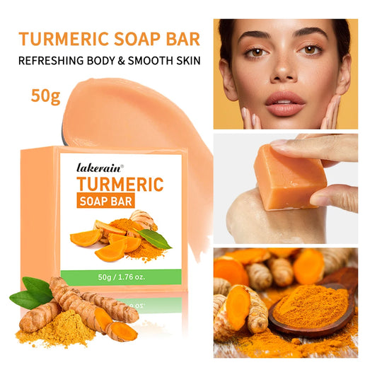Natural Hand Made Turmeric Soap Brightening Body Cleanser for Face Underarm Legs Lightens Dark Areas Gentle Skin Care