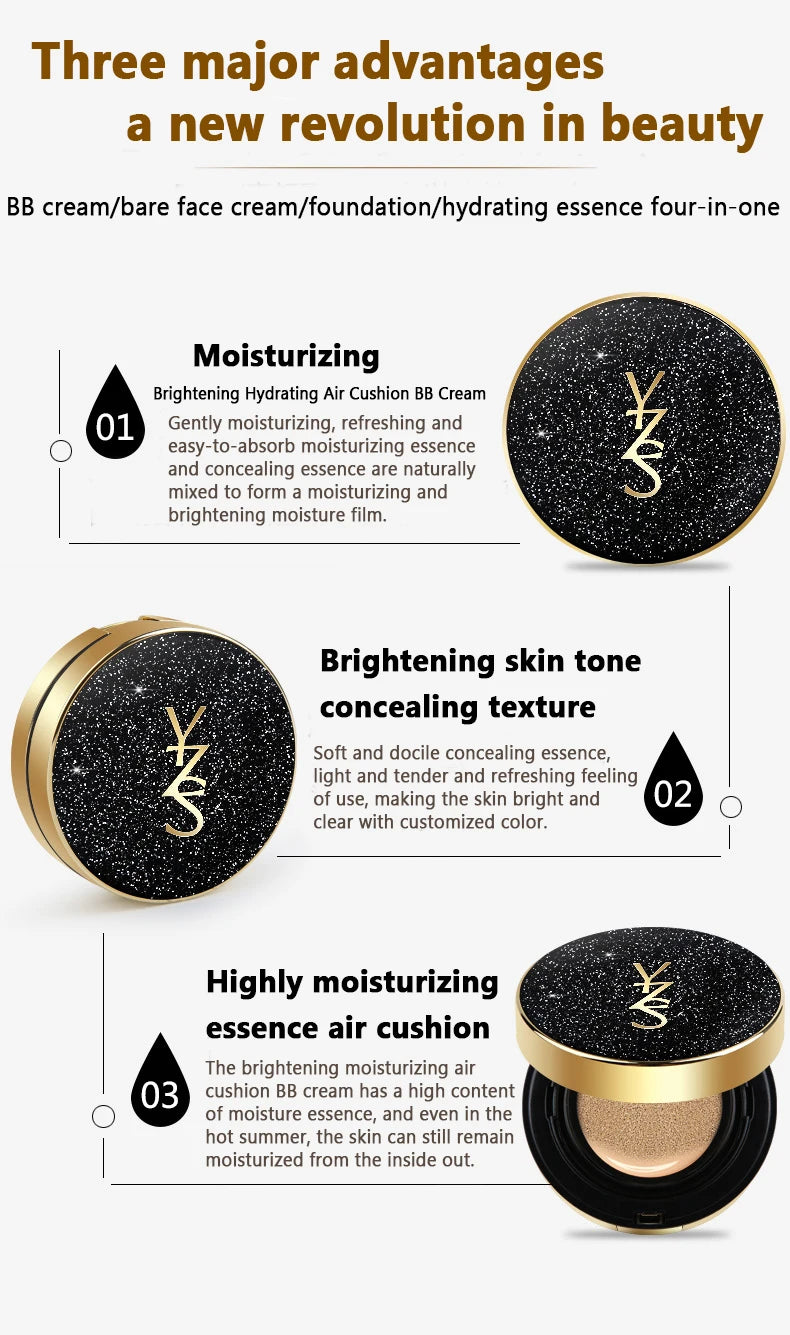 3-color moisturizing concealer,air cushion,BB cream,Light Moisturizing Isolation Cream,liquid foundation,Natural setting Makeup