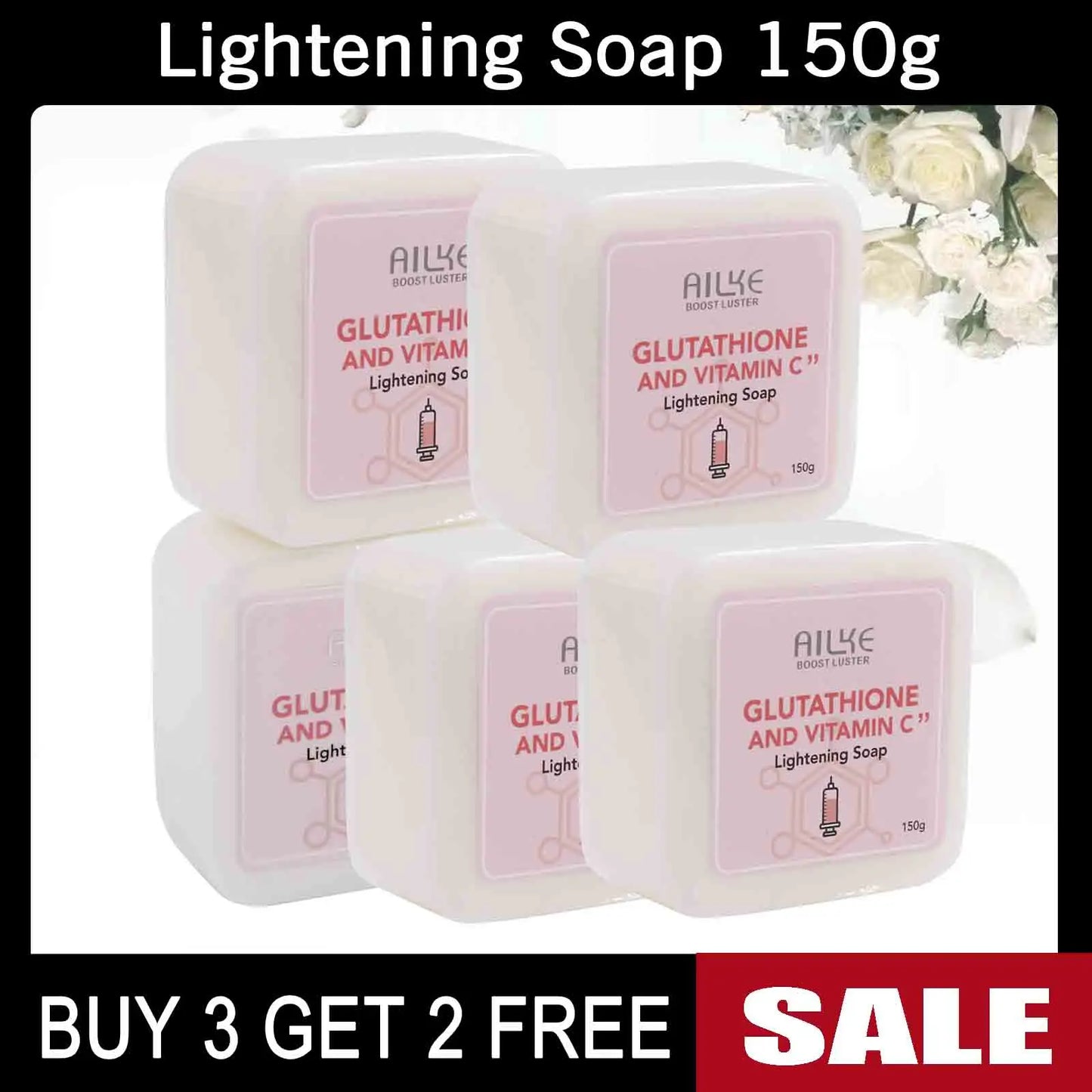 AILKE Skin Whitening Set, With Glutathion, Vitamin C, Shea Butter, Remove Dark Spots, Melanin, Pigmentation, Freckles, Stains