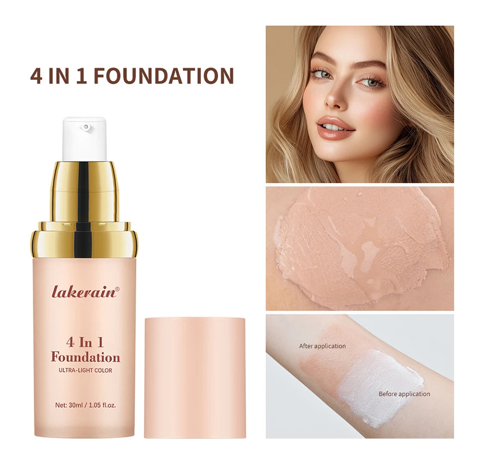4 In 1 Color Changing Foundation Moisturizer Longwearing Waterproof Concealer Even Skin Toning Sunscreen Spf 30 Whitening Makeup