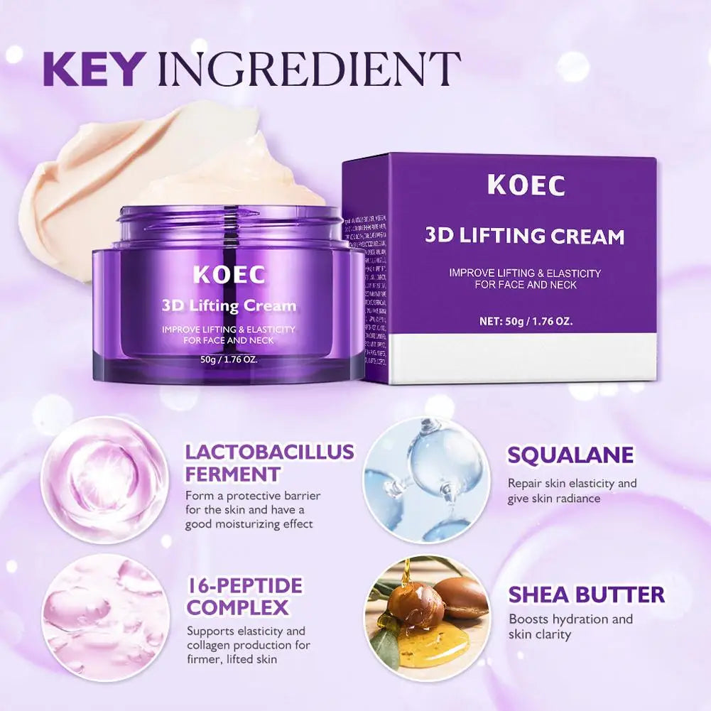 3D Lifting Firming Skincare Trio: Mist/Cream/Serum, Deep Hydration Antiaging Enhance Skin Elasticity Shrink Pores Smoothing Skin