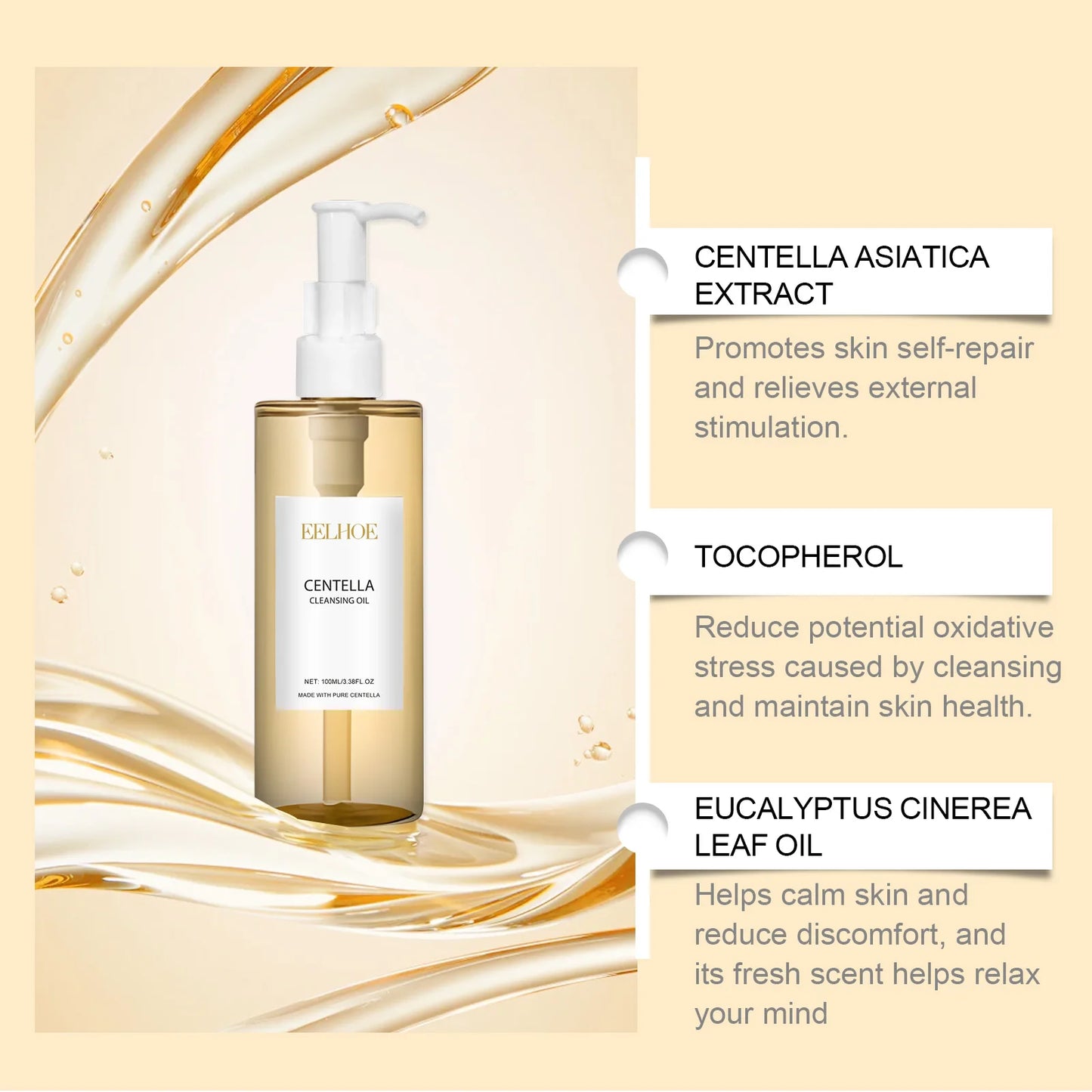 Centella Facial Care Combo Gentle Soothing Makeup Remover Oil Centella Cleanser Centella Serum Set for Sensitive Skin Daily Care