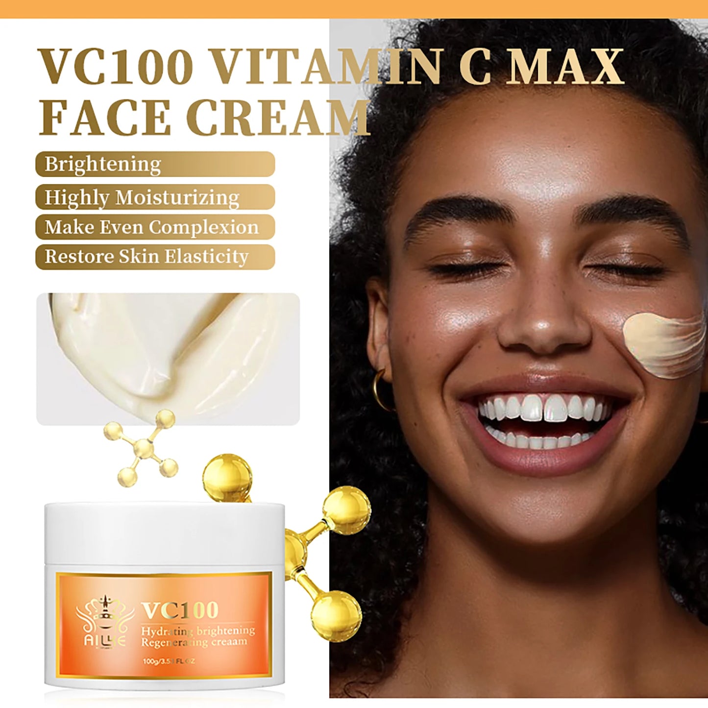 AILKE Vitamin C Whitening 4-in-1 Set, Smooth Skin, Reduce Wrinkles, Black Spots, Moisturizing, With Collagen, Vitamin E