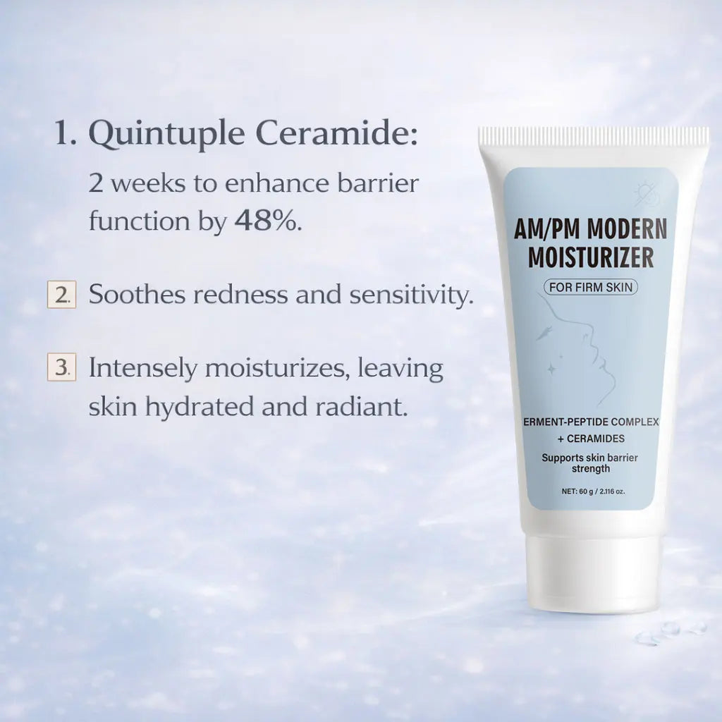 AM/PM Modern Moisturizer Hydrating Face Cream with Peptides, Ceramides for Dry, Sensitive, Combination Skin, Non-Greasy,60g