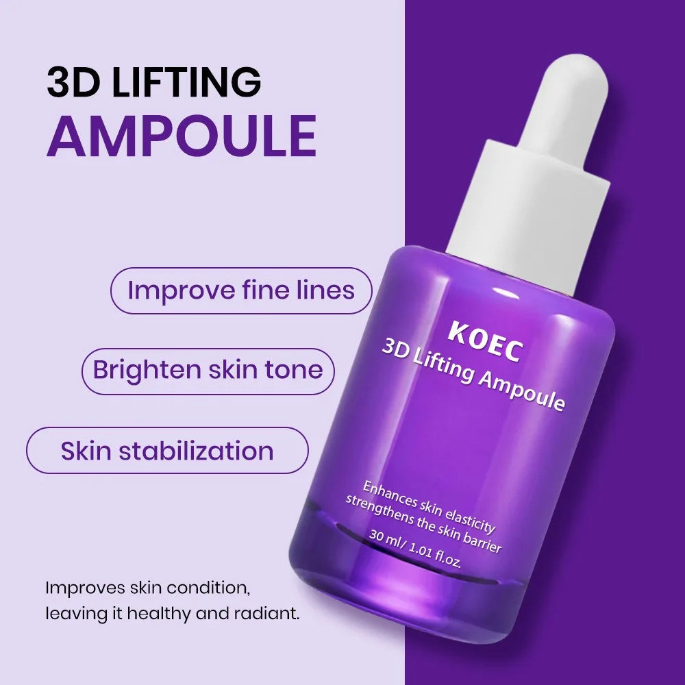 3D Lifting Firming Skincare Trio: Mist/Cream/Serum, Deep Hydration Antiaging Enhance Skin Elasticity Shrink Pores Smoothing Skin