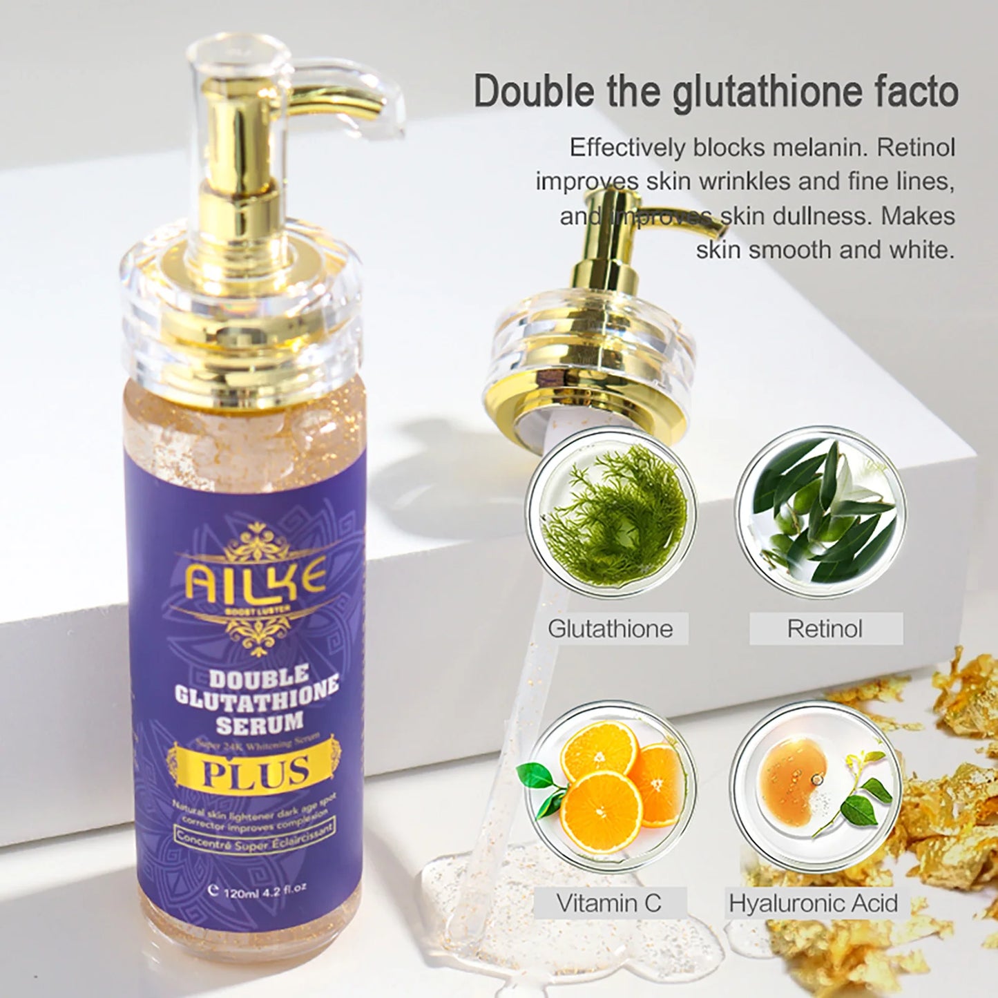 AILKE Glutathione PLUS Whitening Skin Care Set, Advanced Lightening Lotion, Moisturizes, Softens, Brighten Kit for Men, Women