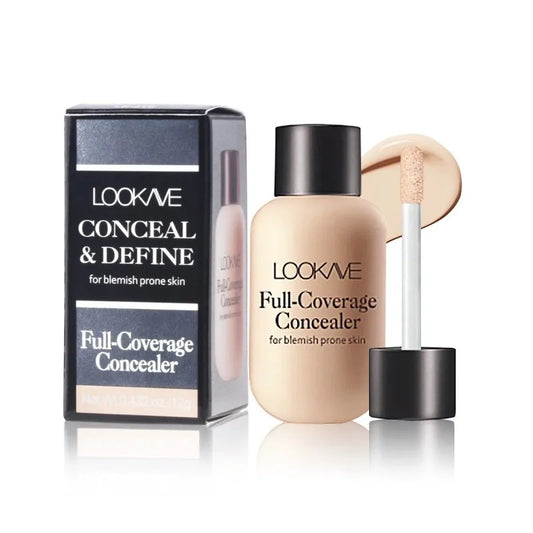Small bottle moisturizing concealer, brightens skin tone, full coverage, highly colored, matte finish, non-irritating, creamy an