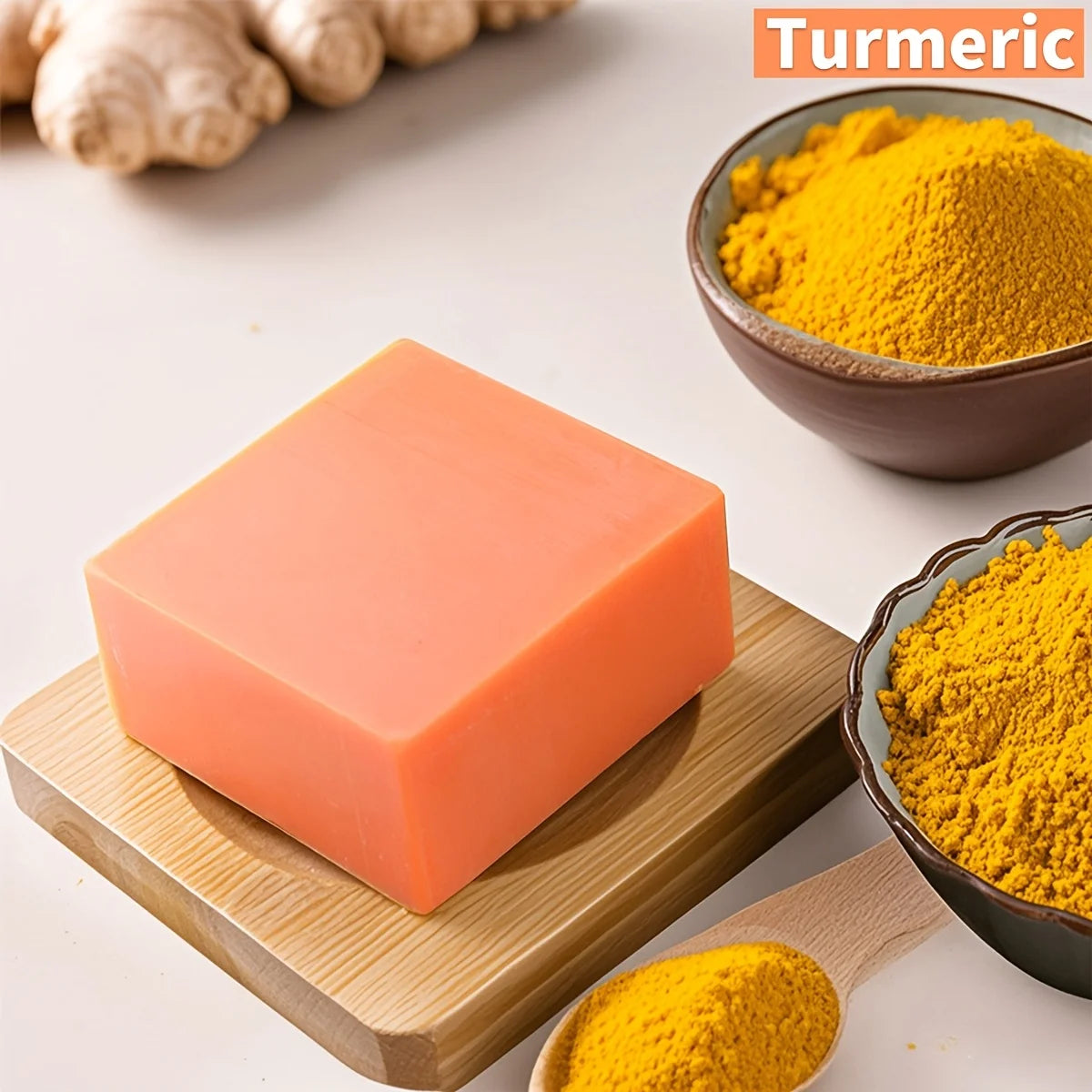 4 piece / Turmeric Cleansing Essential Oil Handmade Soap Skin Deep Cleansing Hydrating Whitening Soap