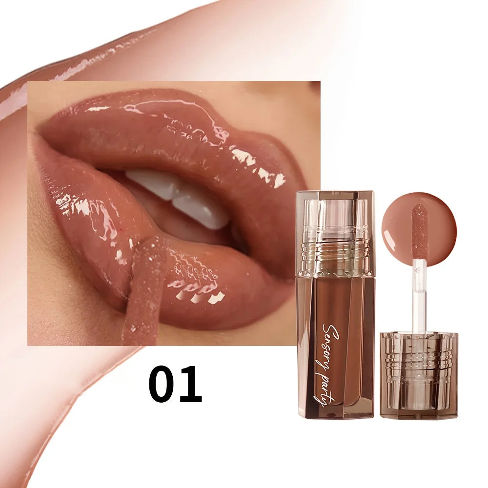 Moisturizing Water Glow Lip Gloss, High Shine Lip Glaze, Non Sticky Non Transfer, Long Lasting Waterproof Hydrating Lip Makeup